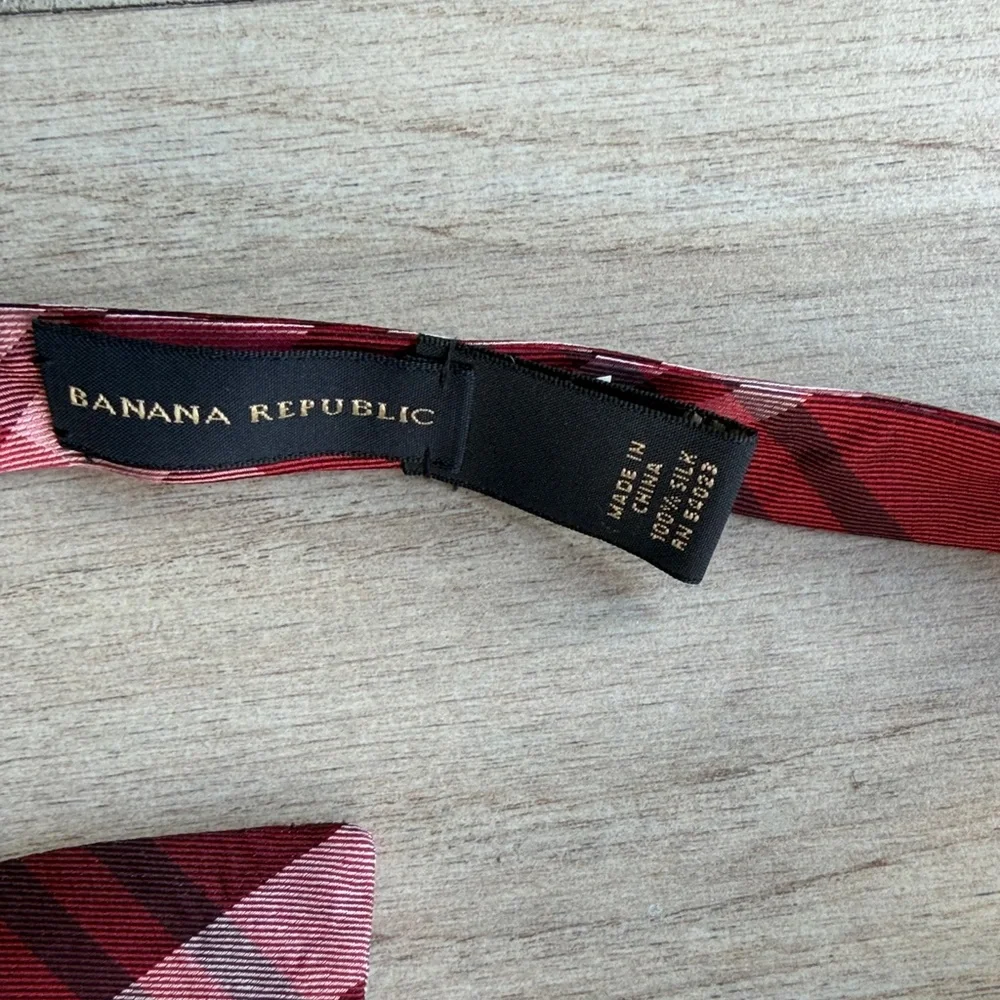 Banana Republic Red Plaid Bow Tie